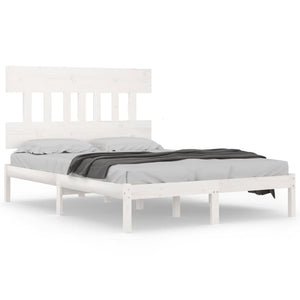 vidaXL Solid Pine Wood Bed White 160x200 cm