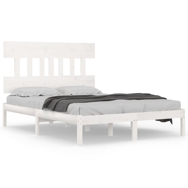 vidaXL Solid Pine Wood Bed White 160x200 cm