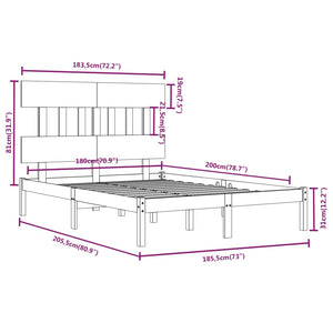 vidaXL Solid Wood Bed White 180x200 cm
