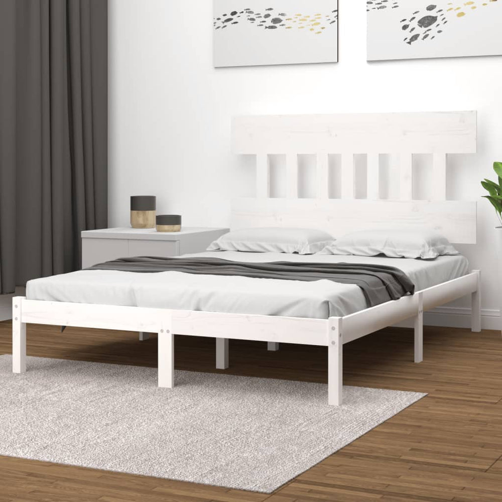 vidaXL Solid Wood Bed White 200x200 cm