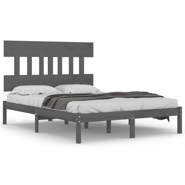 vidaXL Solid Wood Bed Grey 200x200 cm