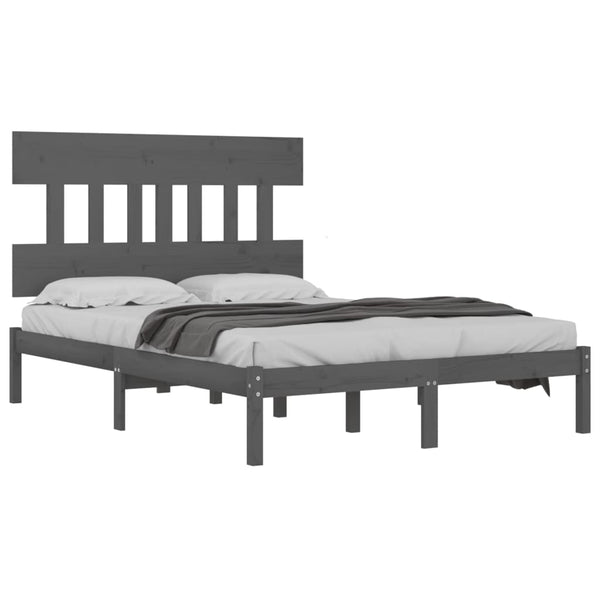 vidaXL Solid Wood Bed Grey 200x200 cm