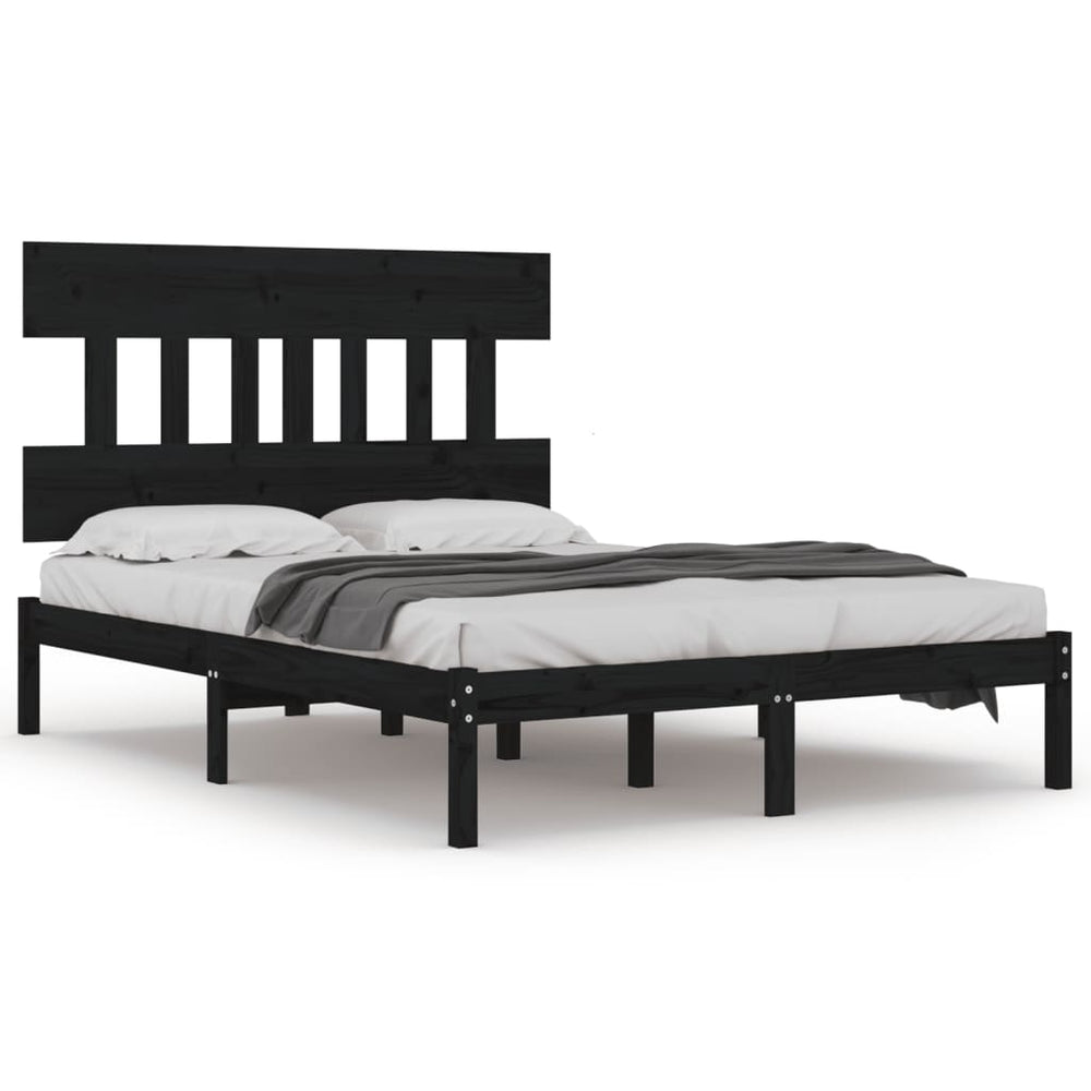vidaXL Solid Wood Bed Black 200x200 cm