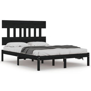 vidaXL Solid Wood Bed Black 200x200 cm