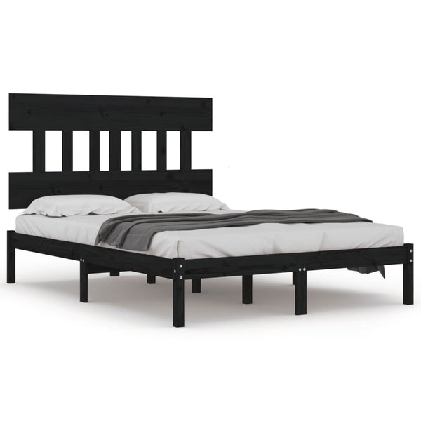 vidaXL Solid Wood Bed Black 200x200 cm