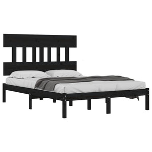 vidaXL Solid Wood Bed Black 200x200 cm