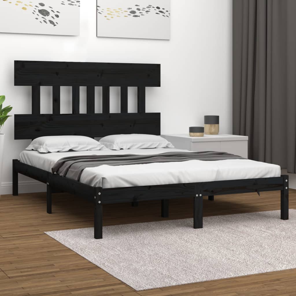 vidaXL Solid Wood Bed Black 200x200 cm
