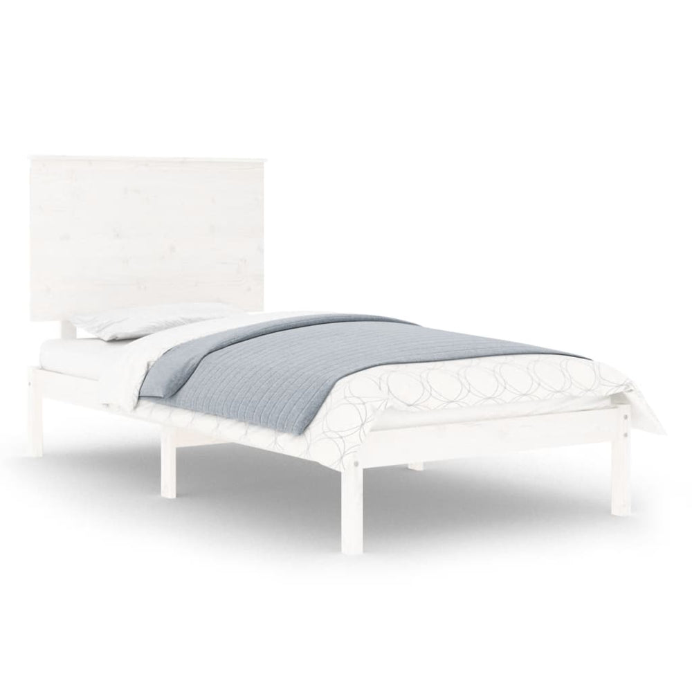 vidaXL Solid Wood Bed White 90x190 cm