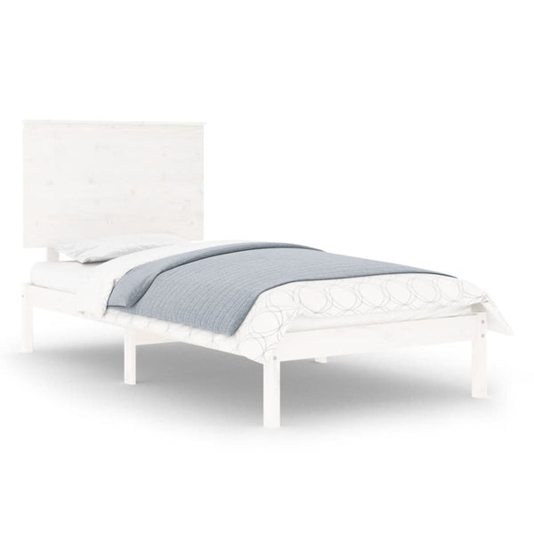vidaXL Solid Wood Bed White 90x190 cm