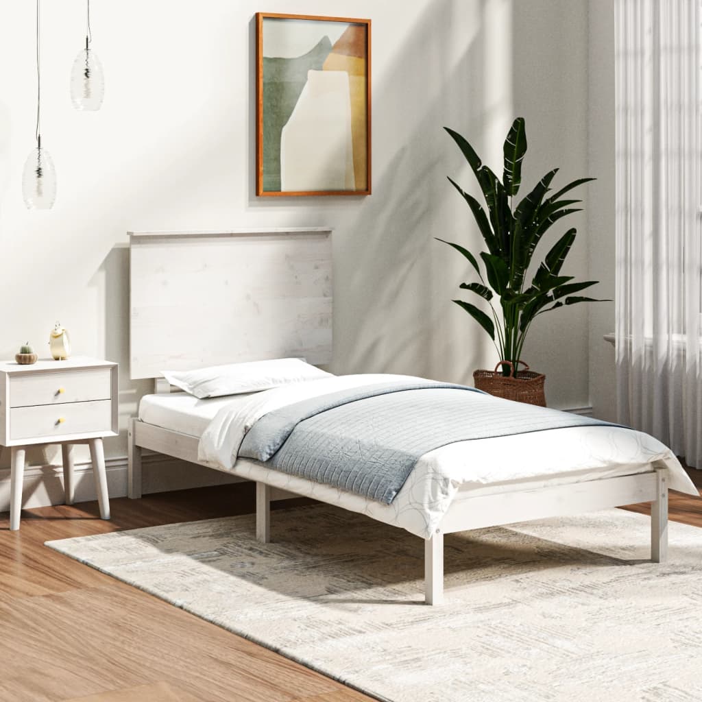 vidaXL Solid Wood Bed White 90x190 cm