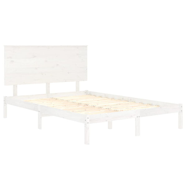 vidaXL Solid Wood Bed White 120x190 cm