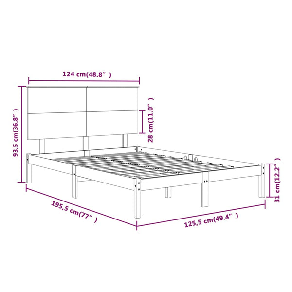 vidaXL Solid Wood Bed White 120x190 cm