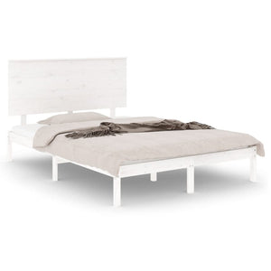 vidaXL Solid Wood Bed Frame without Mattress White 140x190 cm Pine Wood