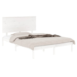 vidaXL Solid Wood Bed Frame without Mattress White 140x190 cm Pine Wood