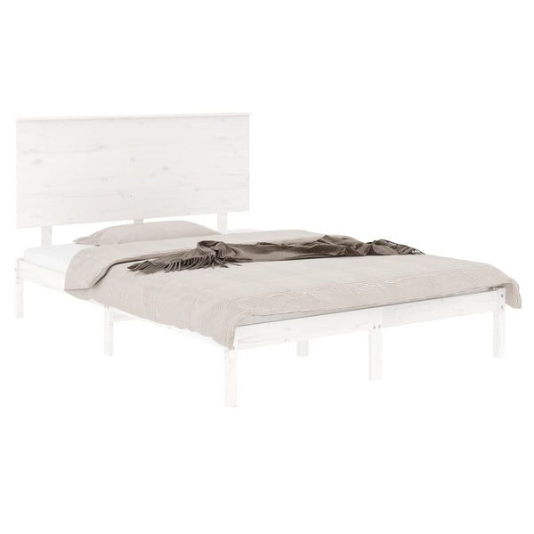vidaXL Solid Wood Bed Frame without Mattress White 140x190 cm Pine Wood