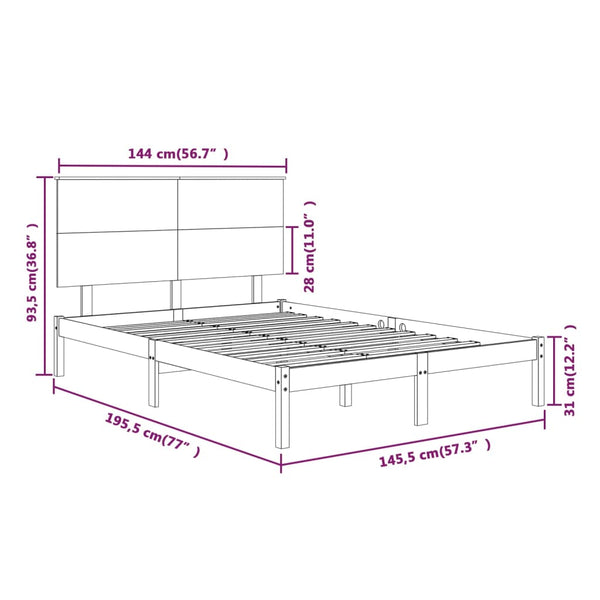 vidaXL Solid Wood Bed Frame without Mattress White 140x190 cm Pine Wood