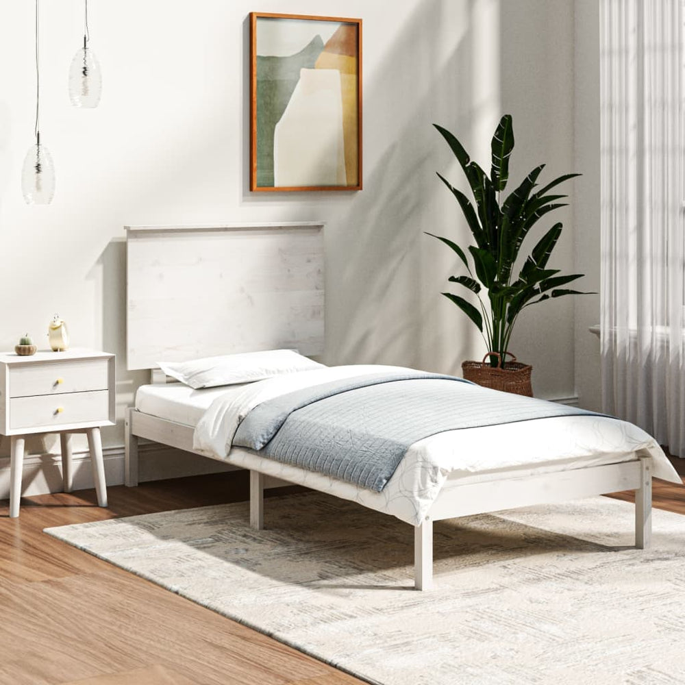 vidaXL Solid Wood Bed Frame without Mattress White 90x200 cm Pine Wood