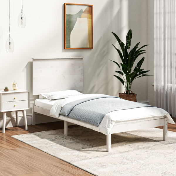 vidaXL Solid Wood Bed Frame without Mattress White 90x200 cm Pine Wood