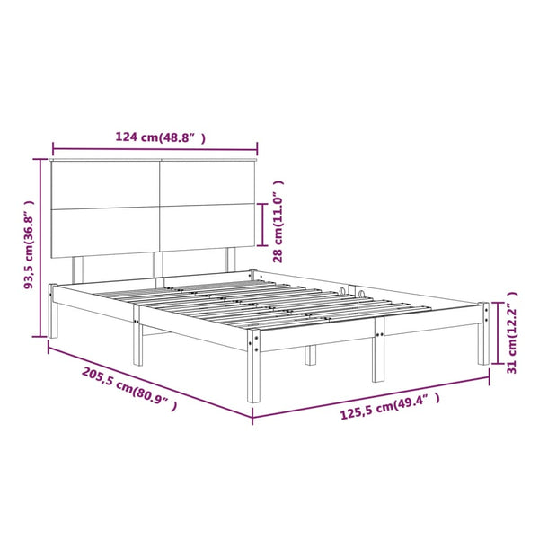 vidaXL Solid Wood Bed Frame without Mattress White 120x200 cm Pine Wood