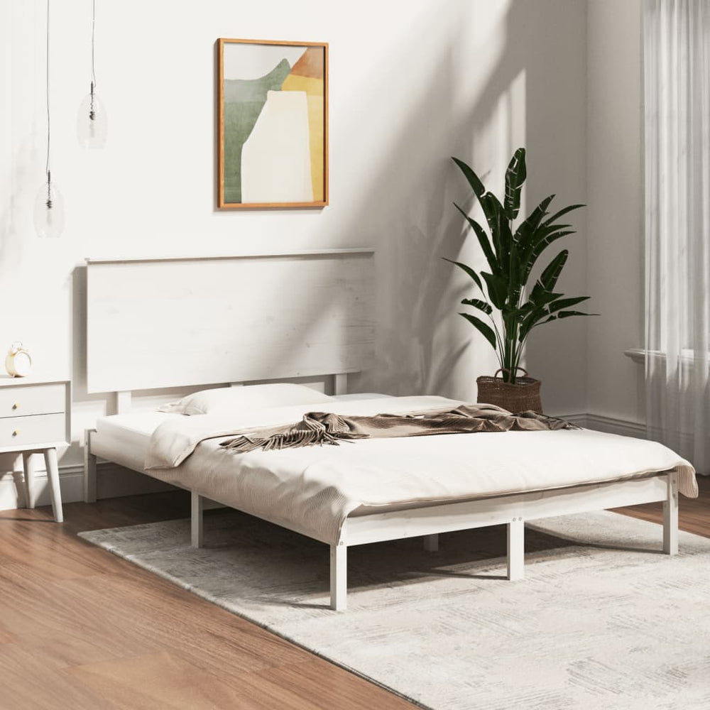 vidaXL Solid Wood Bed Frame without Mattress White 120x200 cm Pine Wood