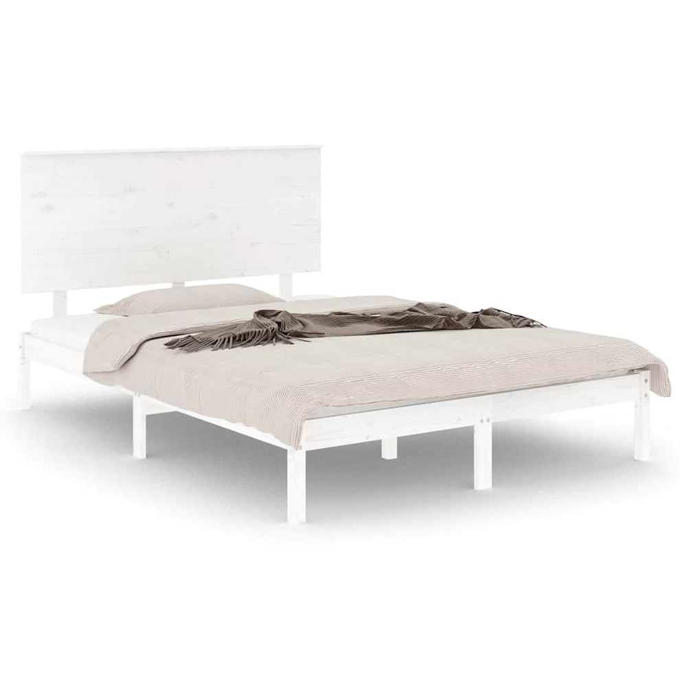 vidaXL Solid Wood Bed Frame White 140x200 cm Pine Wood (No Mattress)
