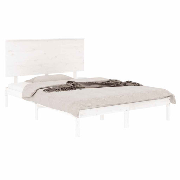 vidaXL Solid Wood Bed Frame White 140x200 cm Pine Wood (No Mattress)