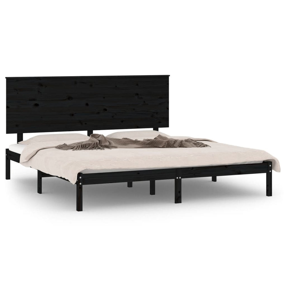 vidaXL Solid Wood Bed Black Pine 200x200 cm