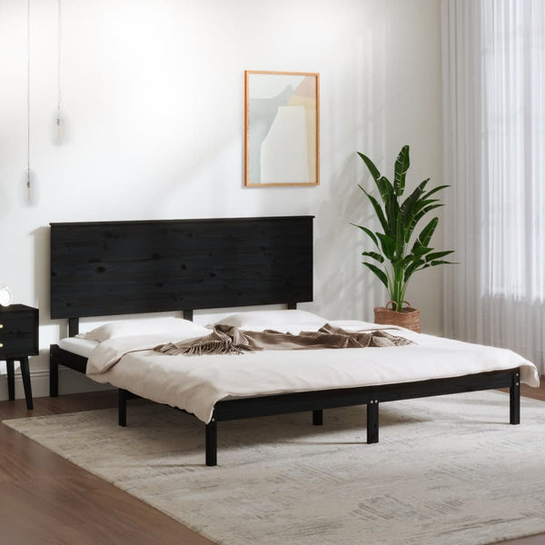 vidaXL Solid Wood Bed Black Pine 200x200 cm