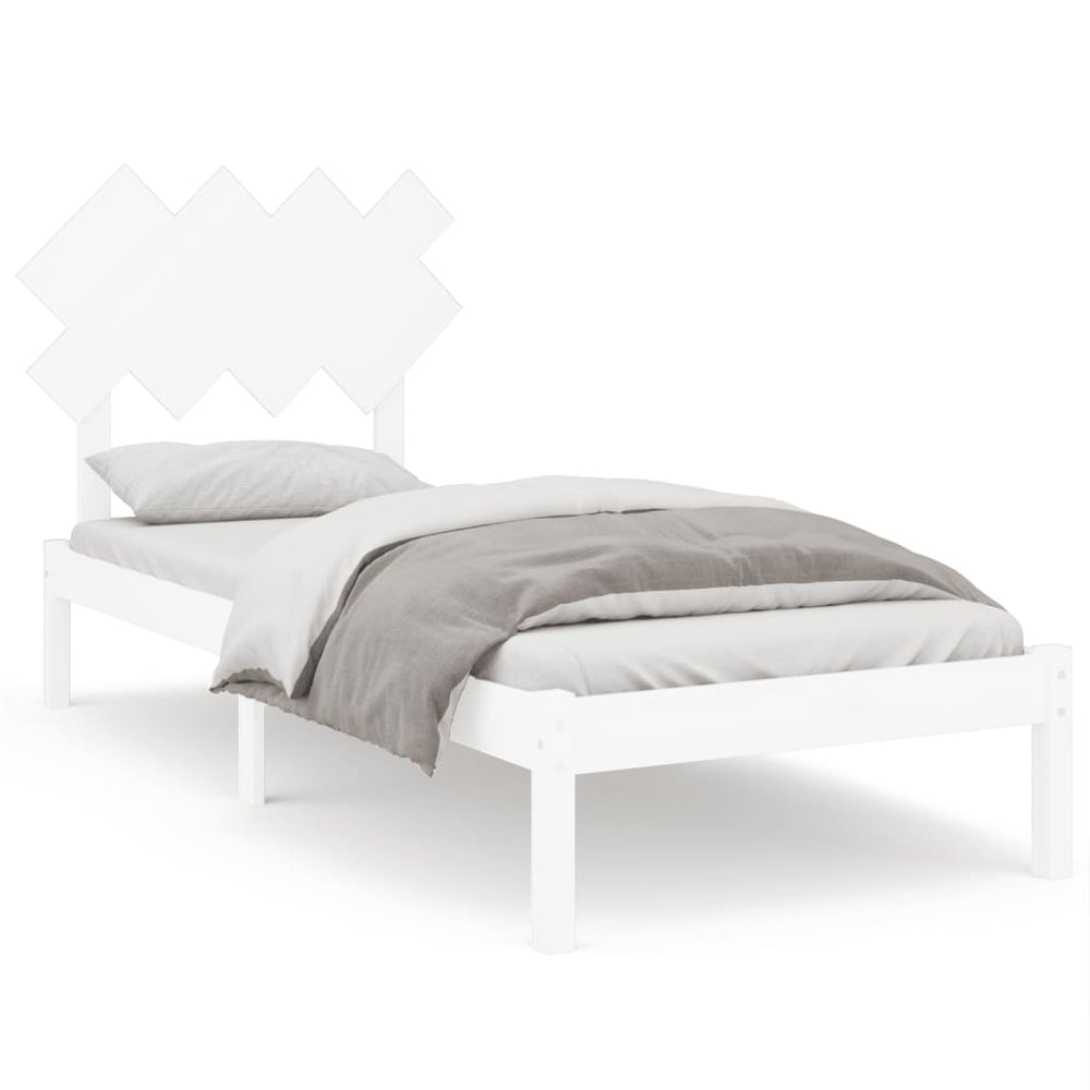 vidaXL Solid Wood Bed White 90x190 cm