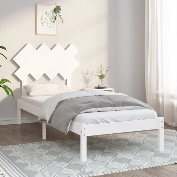 vidaXL Solid Wood Bed White 90x190 cm