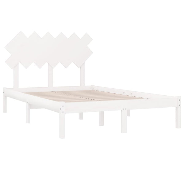 vidaXL Solid Wood Bed White 120x190 cm