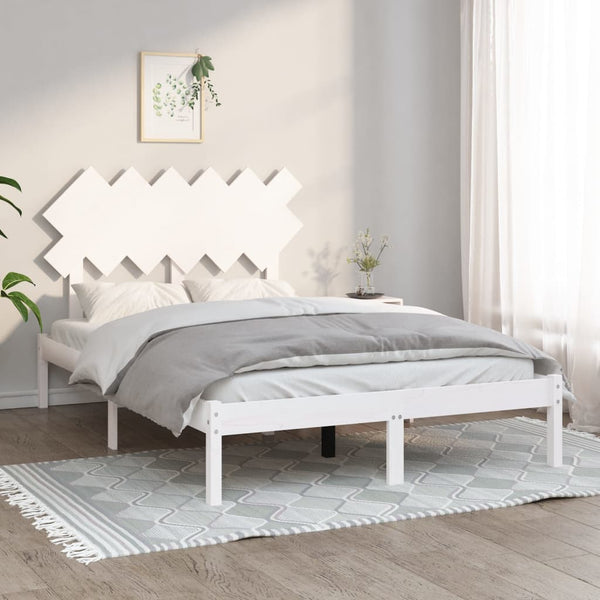 vidaXL Solid Wood Bed White 120x190 cm