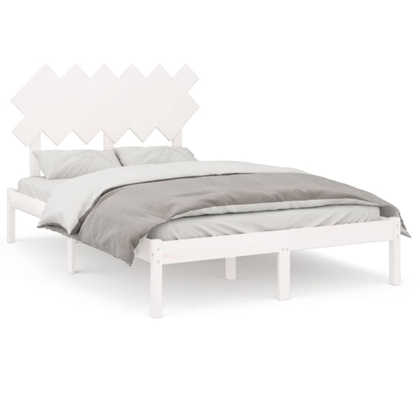 vidaXL Solid Wood Bed White 135x190 cm