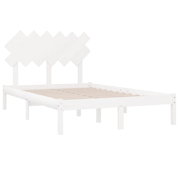 vidaXL Solid Wood Bed White 135x190 cm