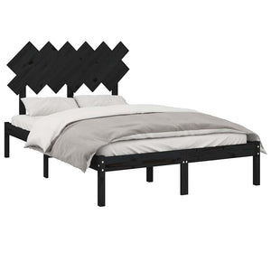 vidaXL Solid Wood Bed Black 135x190 cm