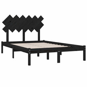 vidaXL Solid Wood Bed Black 135x190 cm