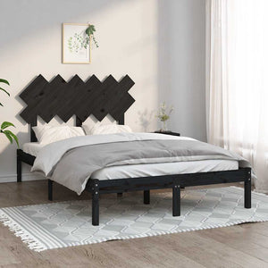 vidaXL Solid Wood Bed Black 135x190 cm