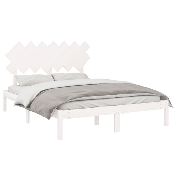 vidaXL Solid Wood Bed White 140x190 cm