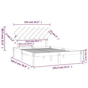 vidaXL Solid Wood Bed White 140x190 cm