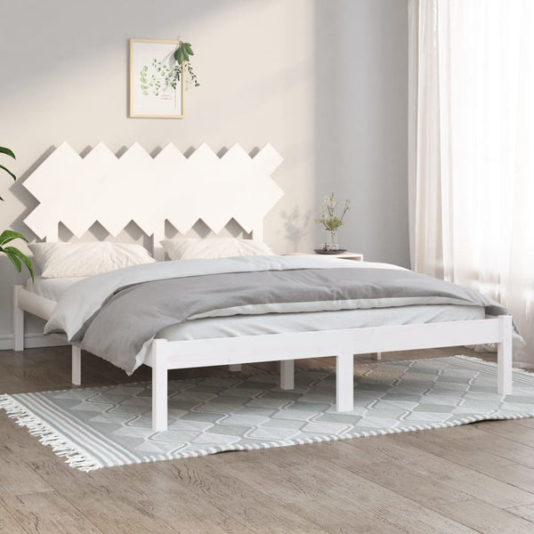 vidaXL Solid Wood Bed White 140x190 cm