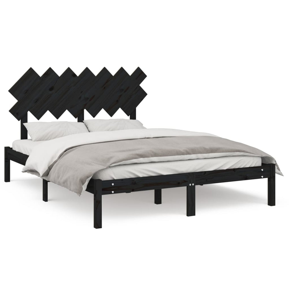 vidaXL Solid Wood Bed Black 140x190 cm