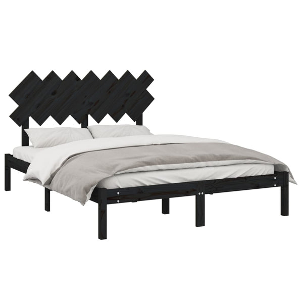 vidaXL Solid Wood Bed Black 140x190 cm