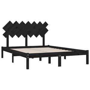 vidaXL Solid Wood Bed Black 140x190 cm