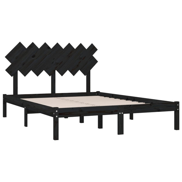 vidaXL Solid Wood Bed Black 140x190 cm