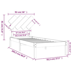 vidaXL Solid Wood Bed 90x200 cm