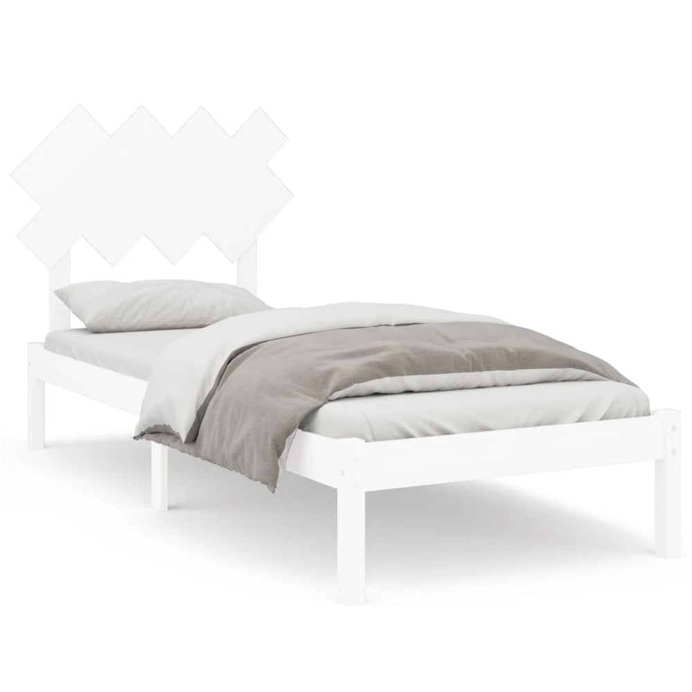 vidaXL Solid Wood Bed White 90x200 cm