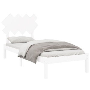 vidaXL Solid Wood Bed White 90x200 cm