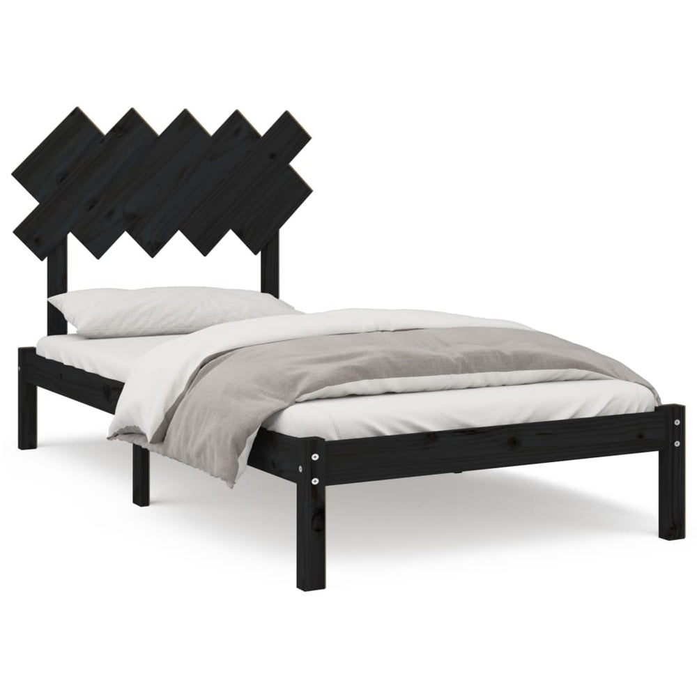 vidaXL Solid Wood Bed Black 100x200 cm
