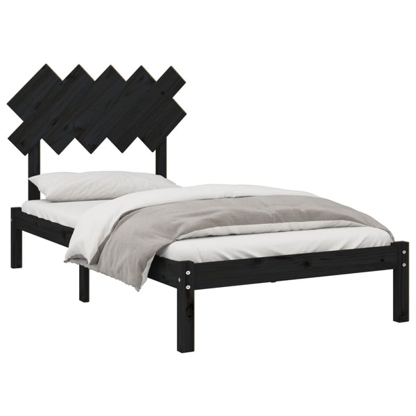 vidaXL Solid Wood Bed Black 100x200 cm