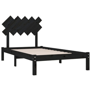 vidaXL Solid Wood Bed Black 100x200 cm